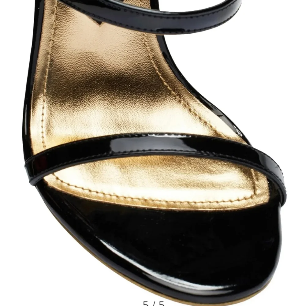 Jessica Rich Gold Black Goddess Heeled Stiletto Sandals - Picture 9 of 9